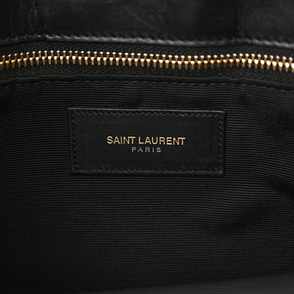 Saint Laurent Lambskin Matelasse Chevron Monogram Shopping Bag Black 6 of 11