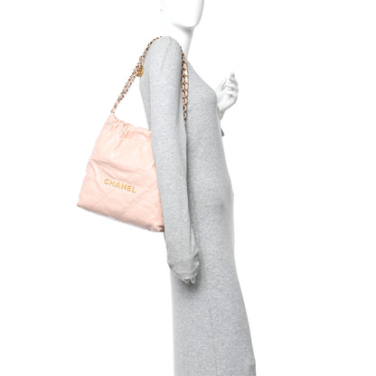 Chanel Shiny Calfskin Quilted Small Chanel 22 Light Pink 2 of 11