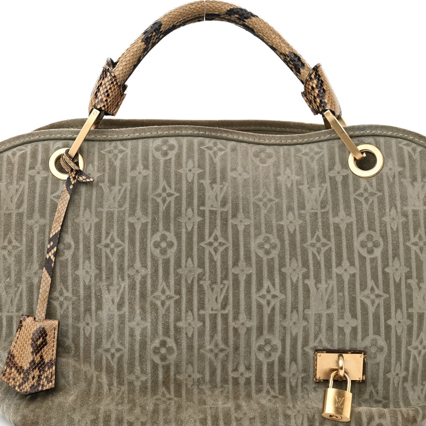 Suede Snakeskin Monogram Embossed Whisper PM Jade