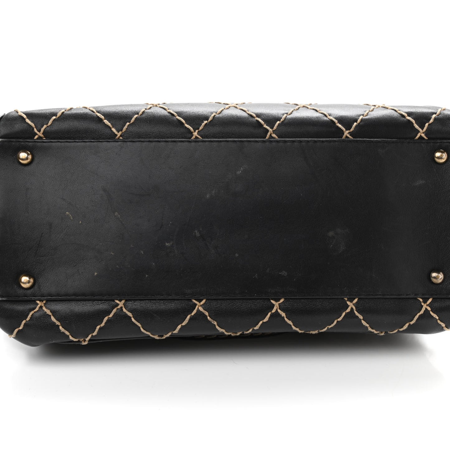 Calfskin Contrast Stitch Surpique Bowler Black