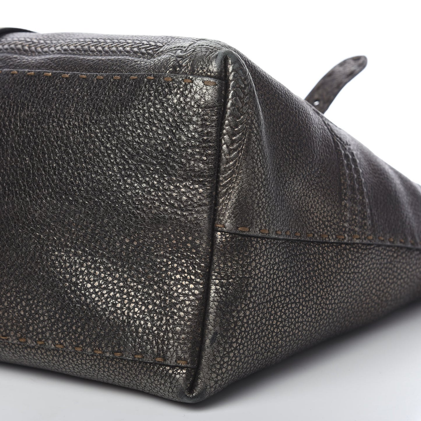 Metallic Calfskin Romano Selleria Large Villa Borghese Tote Black
