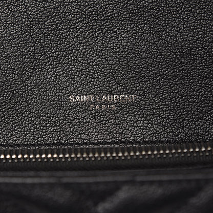 Saint Laurent Sheepskin Matelasse Chevron Monogram Medium College Bag Black 7 of 10
