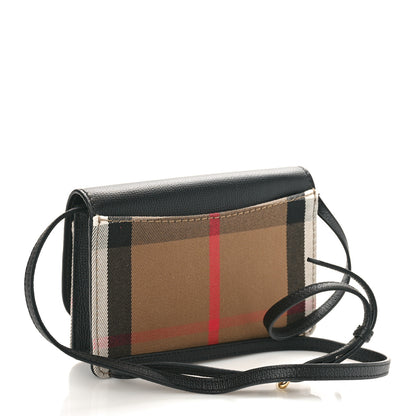 Burberry Derby Calfskin House Check Wallet On Chain Black 2 of 7