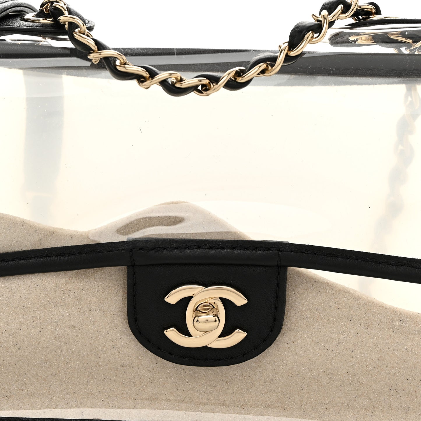 Lambskin PVC Medium Coco Sand Flap Black