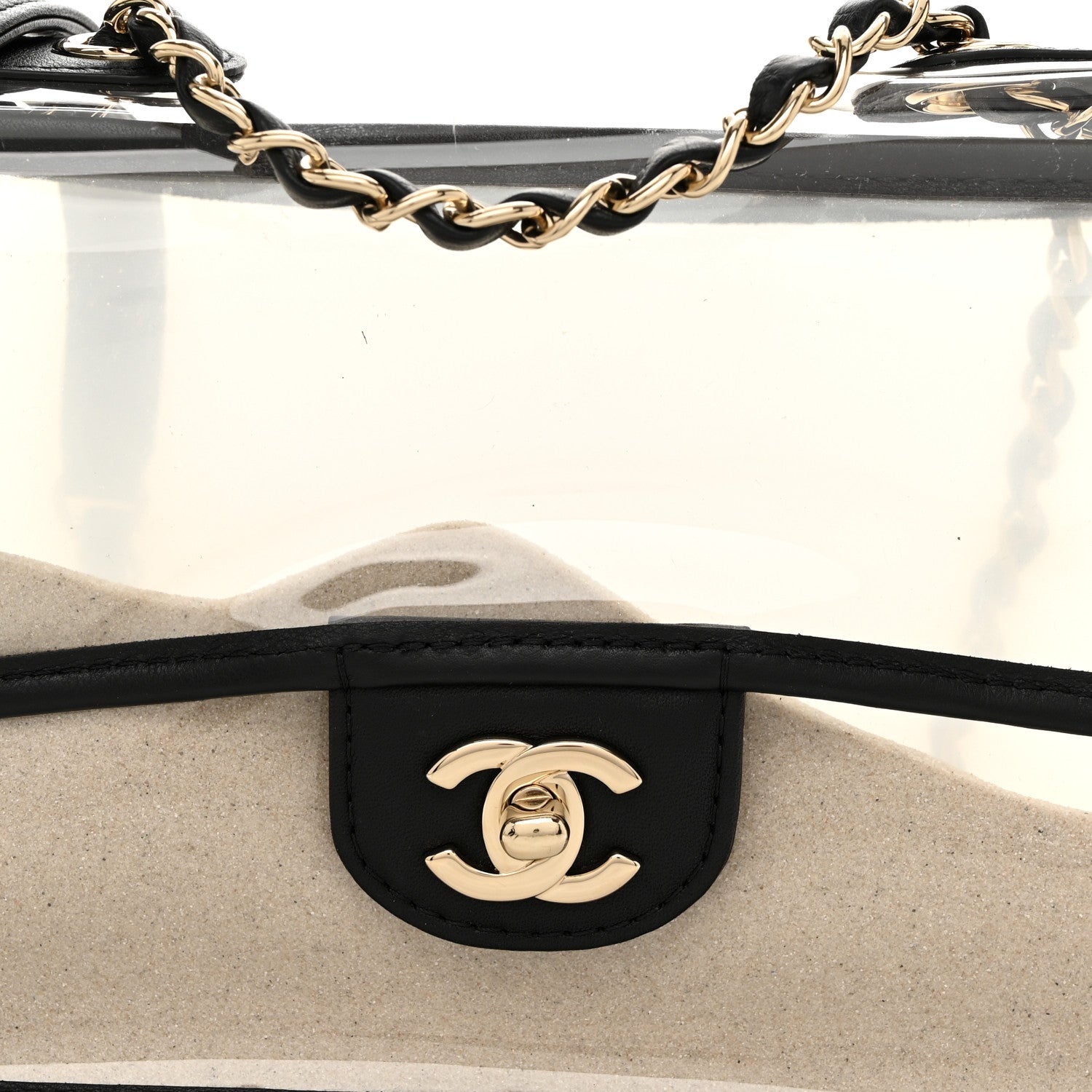 Chanel Lambskin PVC Medium Coco Sand Flap Black 8 of 11
