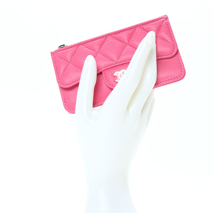 Chanel Caviar Quilted Flap Zip Card Holder Dark Pink 2 of 7