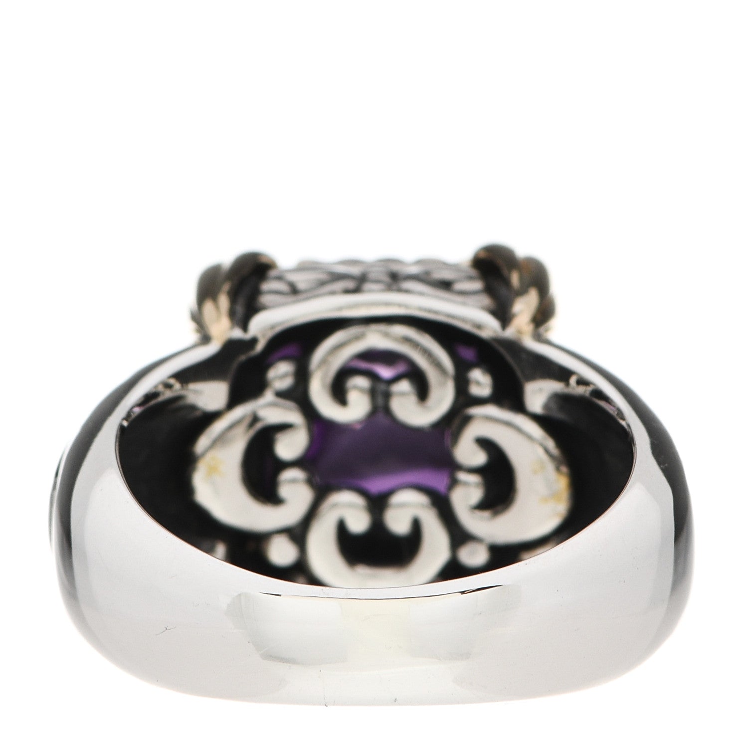 John Hardy Sterling Silver 18K Yellow Gold Amethyst Sugarloaf Ring 53 6.25 4 of 7