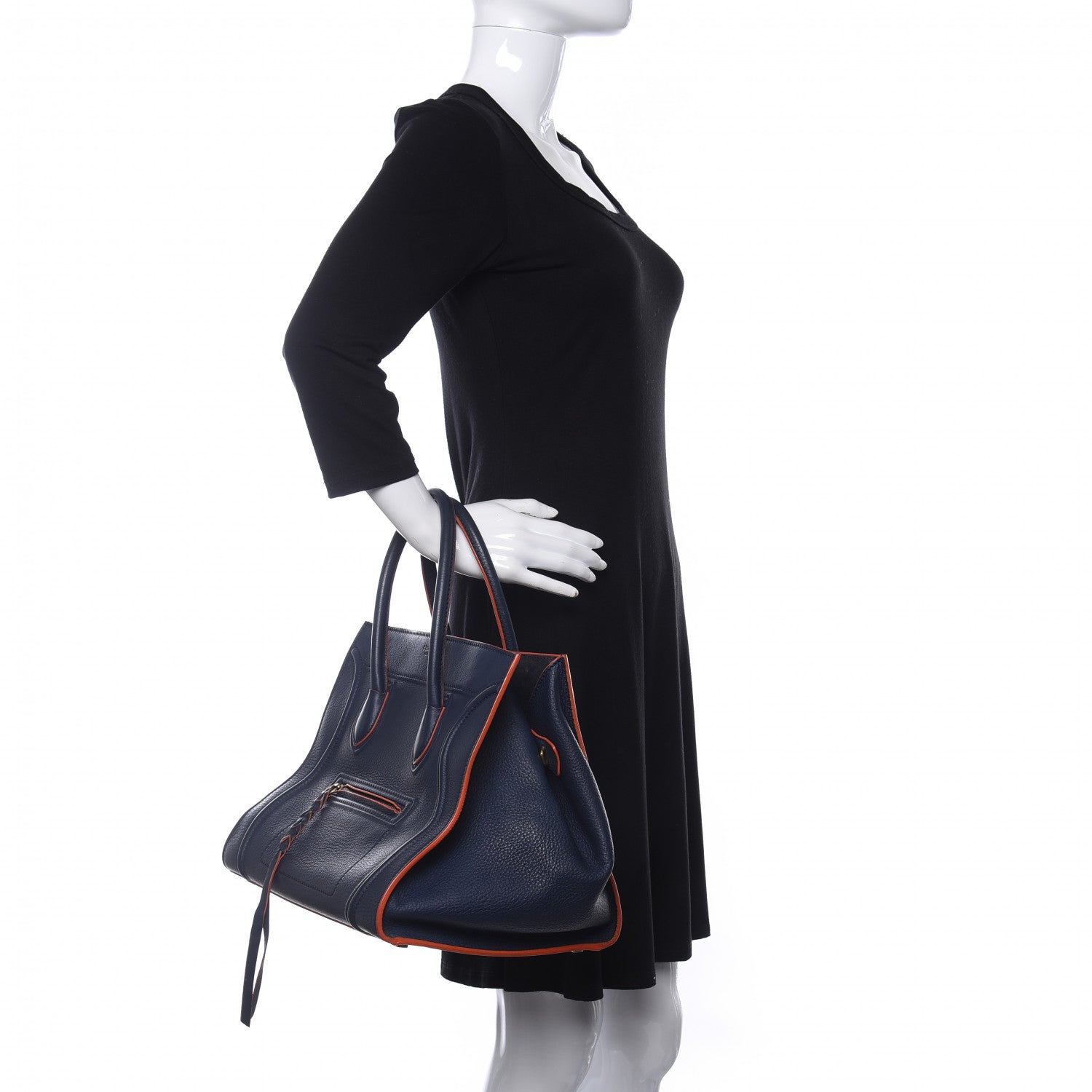 Celine Supple Calfskin Medium Phantom Luggage Midnight 2 of 9