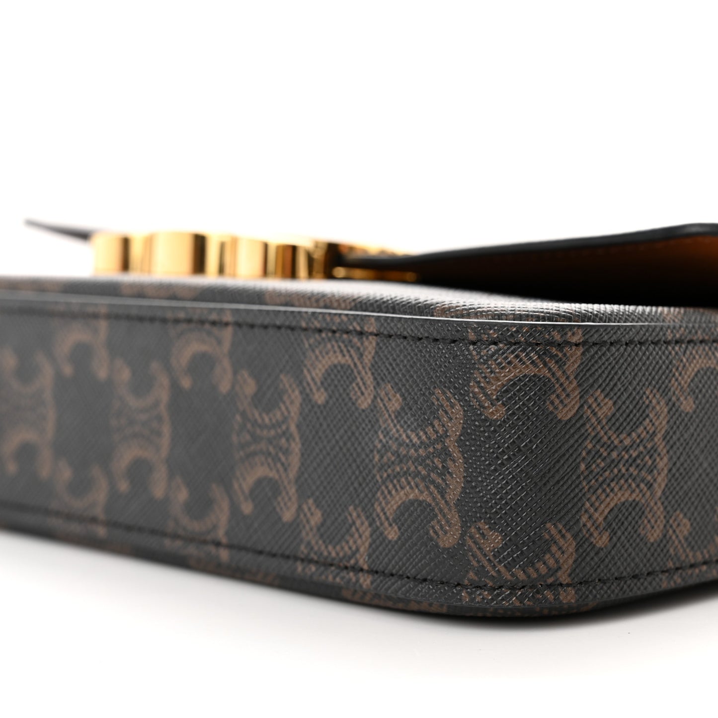 Canvas Calfskin Triomphe Shoulder Bag Tan