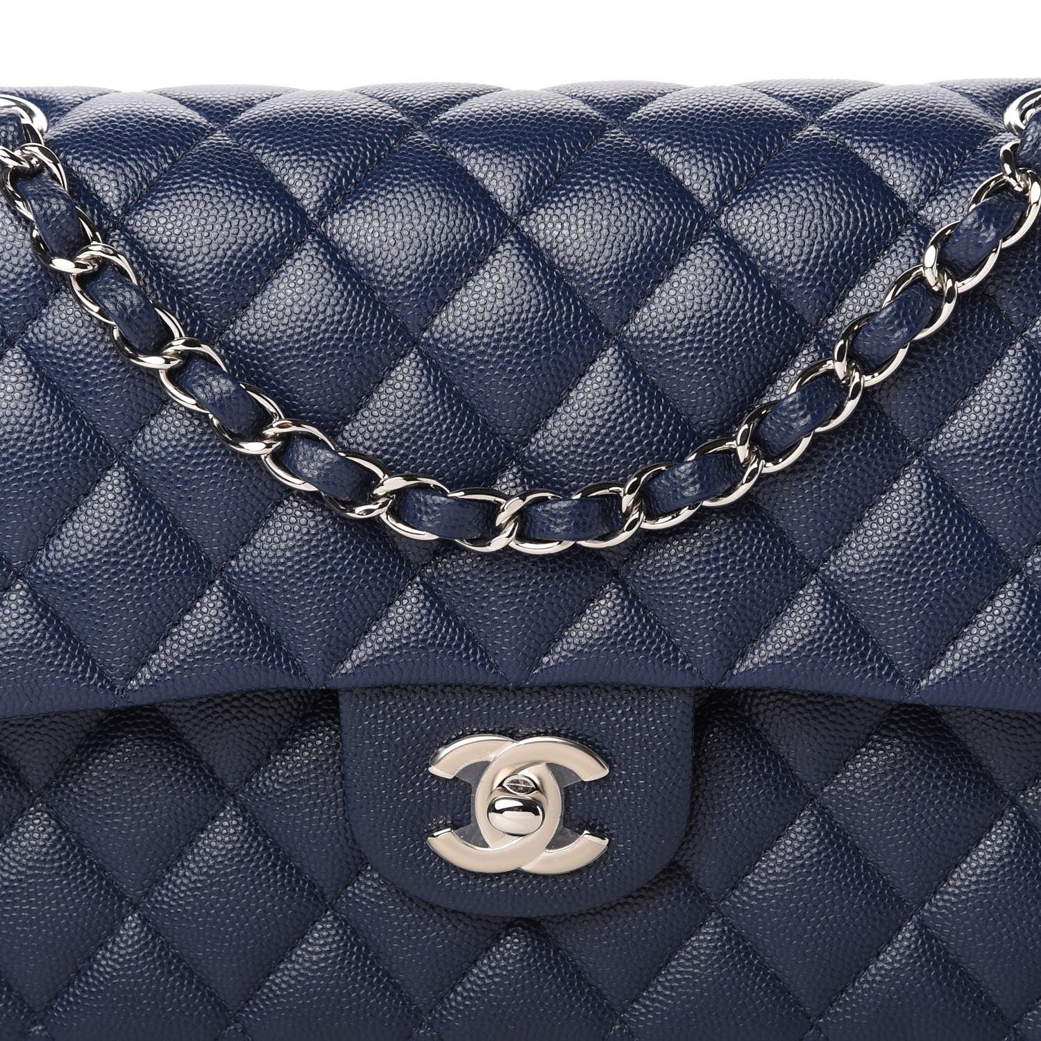 Chanel Caviar Quilted Medium Double Flap Navy 10 of 11
