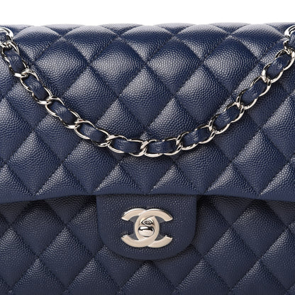 Chanel Caviar Quilted Medium Double Flap Navy 10 of 11