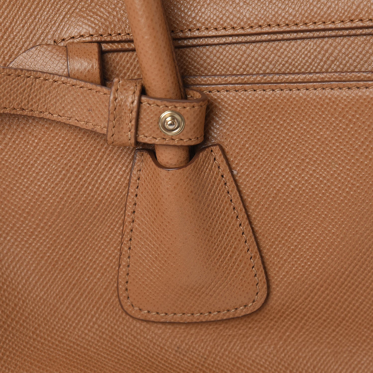Prada Saffiano Cuir Top Handle Dome Tote Caramel 21 of 29
