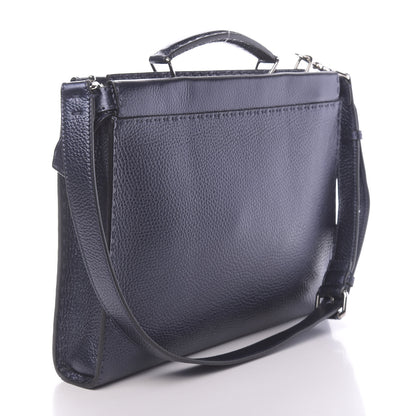 Fendi Cuoio Romano Lux Selleria Monster Eyes Embossed Large Peekaboo Iconic Fit Satchel Blue Notte 4 of 11