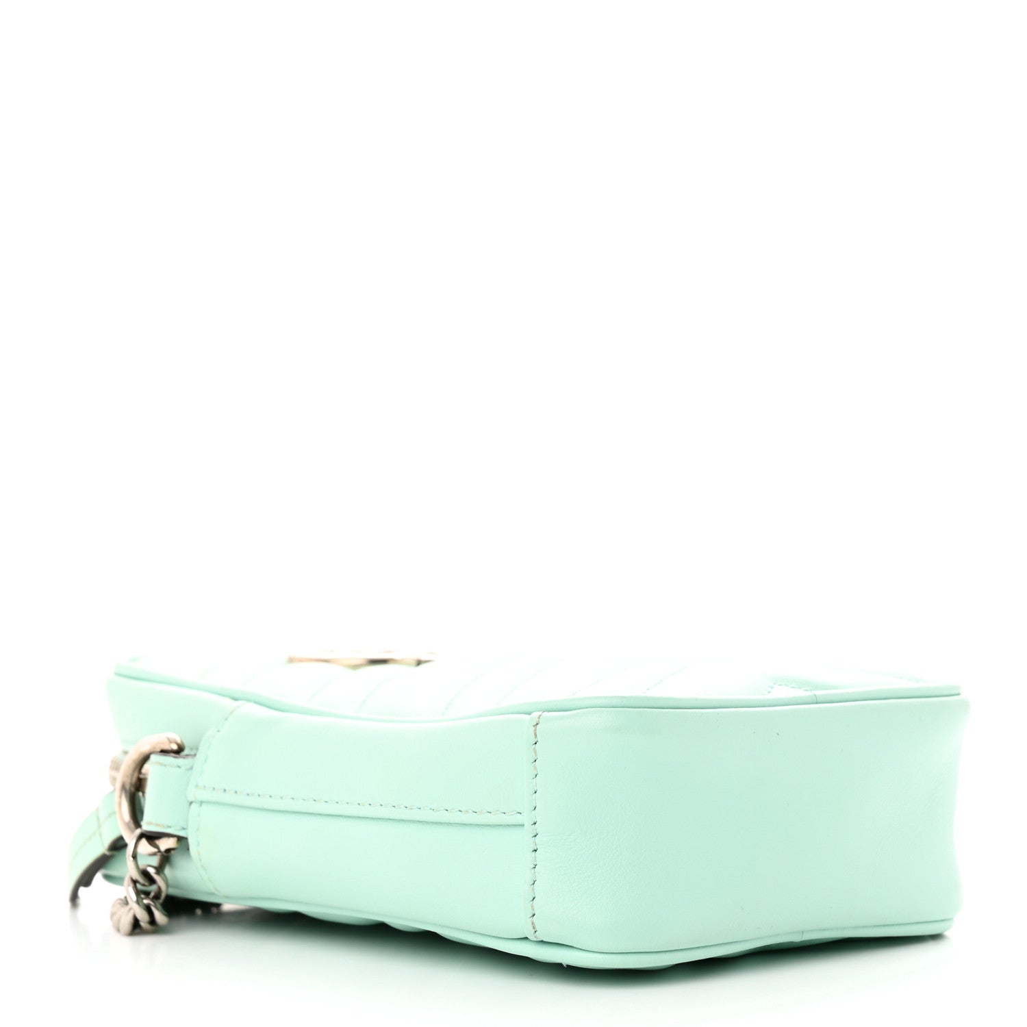 Gucci Calfskin Matelasse Mini GG Marmont Crossbody Bag Water Green 4 of 13