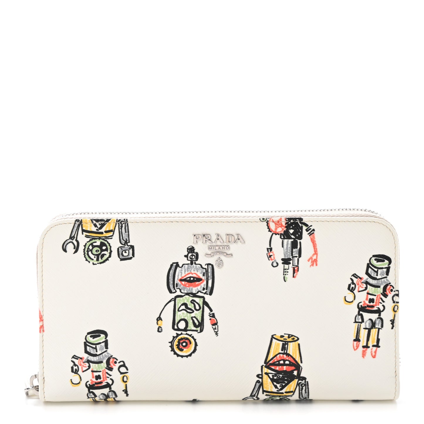 Saffiano Robot Zip Wallet White