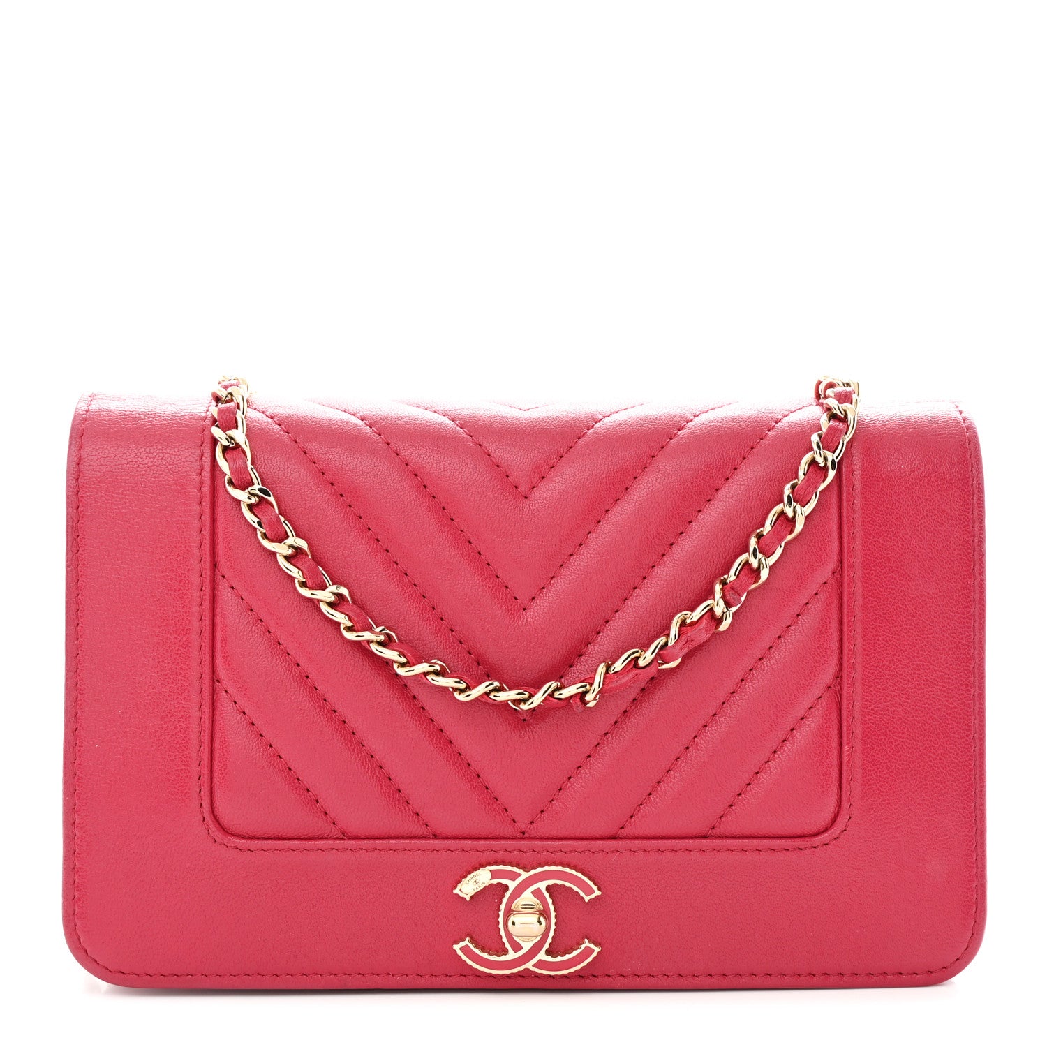 Chanel Sheepskin Chevron Quilted Vintage Mademoiselle Wallet On