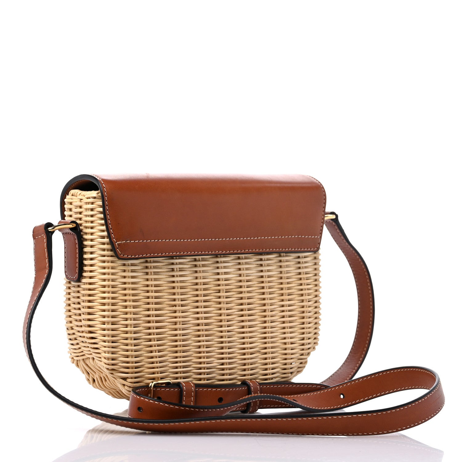 Celine Raffia Calfskin Triomphe Besace Natural Tan 3 of 12