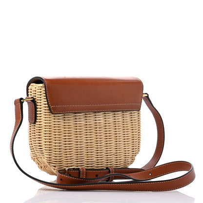 Celine Raffia Calfskin Triomphe Besace Natural Tan 3 of 12