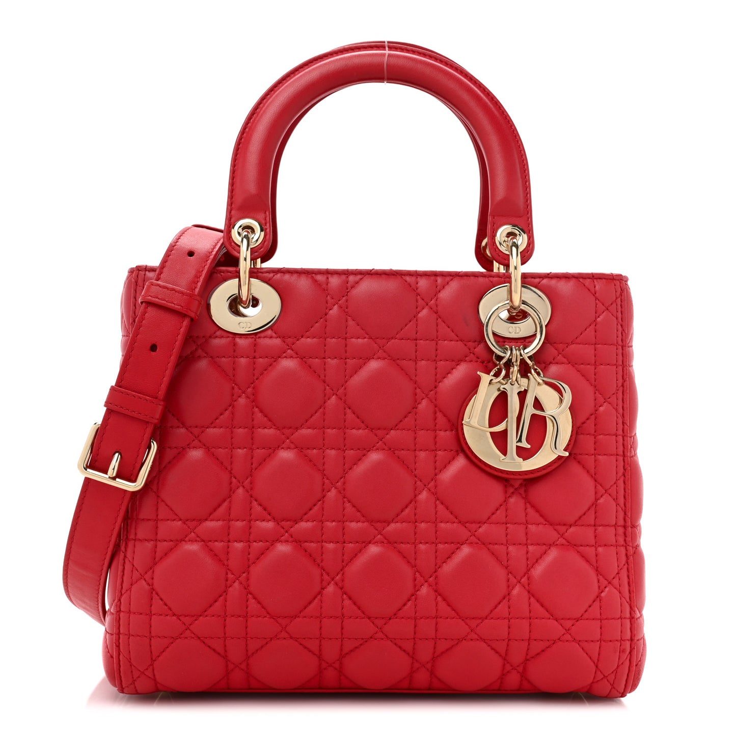 Lambskin Cannage Medium Lady Dior Red