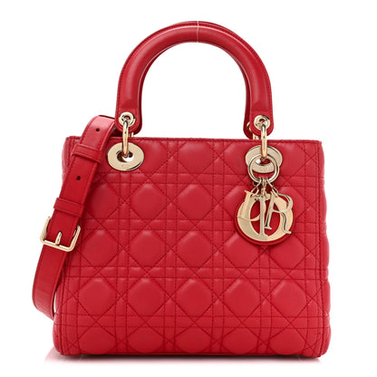 Christian Dior Lambskin Cannage Medium Lady Dior Red 1 of 14