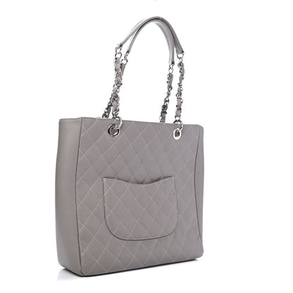 Chanel Caviar Quilted Vertical Grand Shopping Tote GST Grey 5 of 5