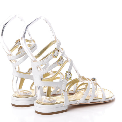 Chanel Lambskin Gripoix Flat Sandals 37 White 4 of 7