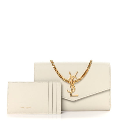 Saint Laurent Grain De Poudre Monogram Uptown Chain Wallet Crema Soft 3 of 11