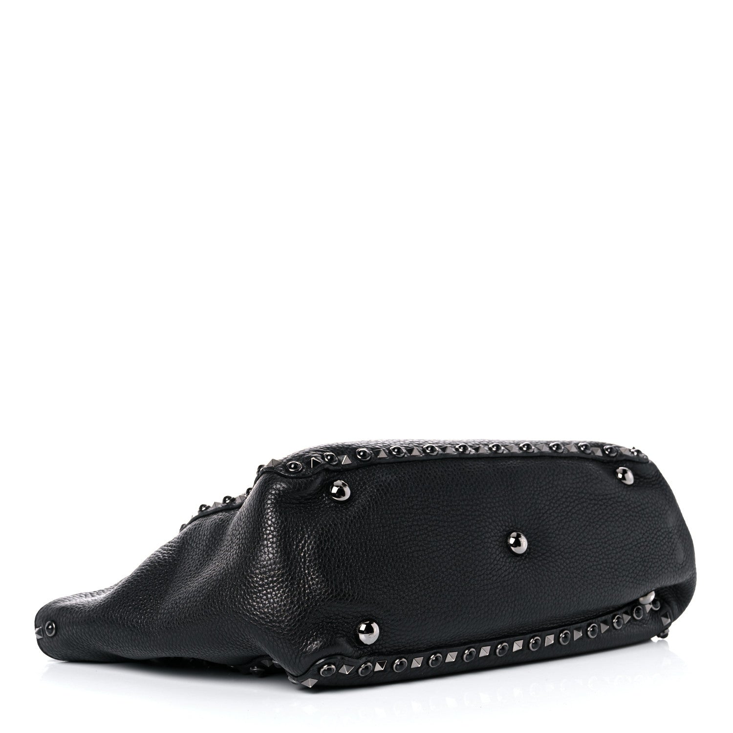 Valentino Garavani Grained Calfskin Onyx Medium Rockstud Rolling Tote Black 4 of 14