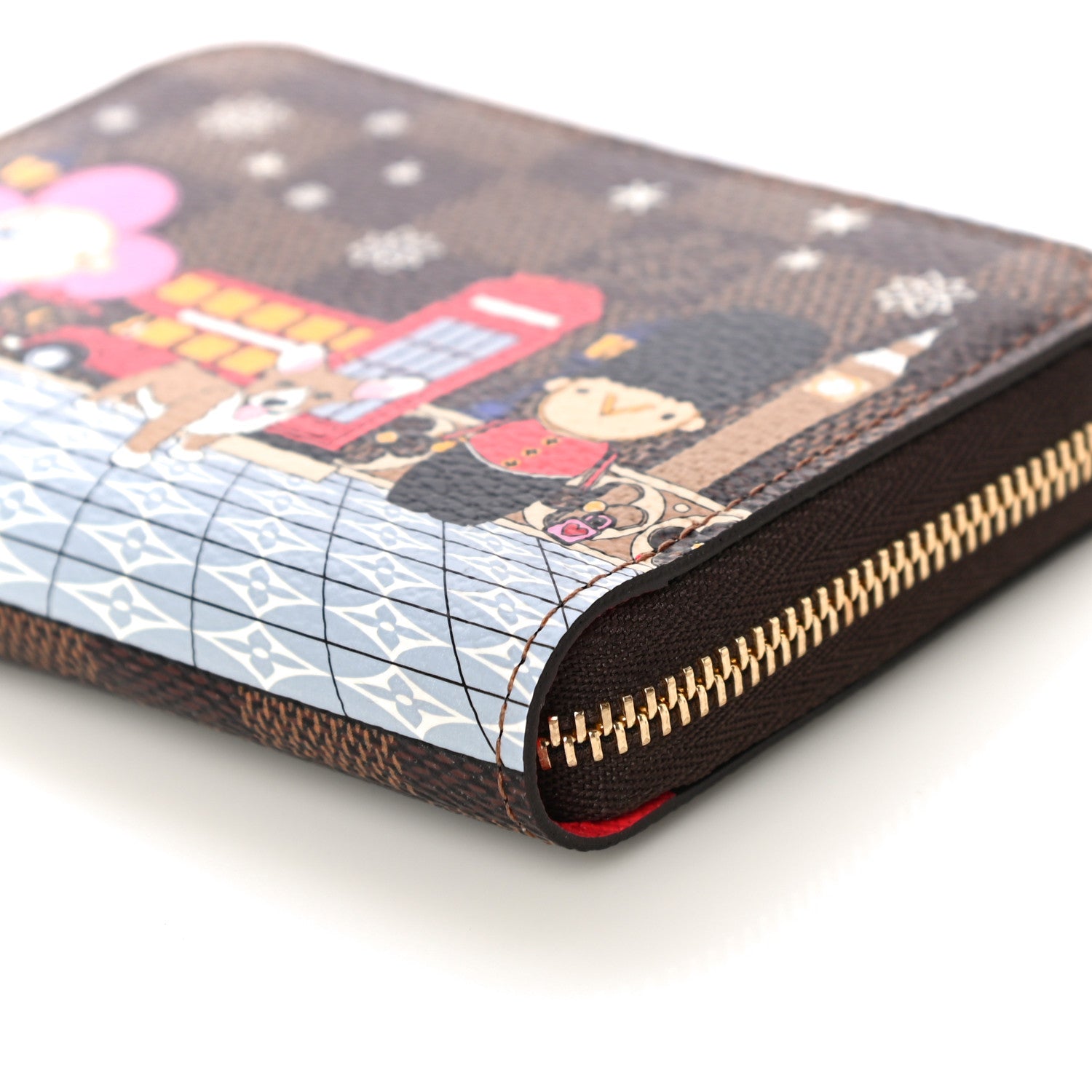 Louis Vuitton Damier Ebene 2021 Christmas Animation London Zippy Coin Purse Red 9 of 10