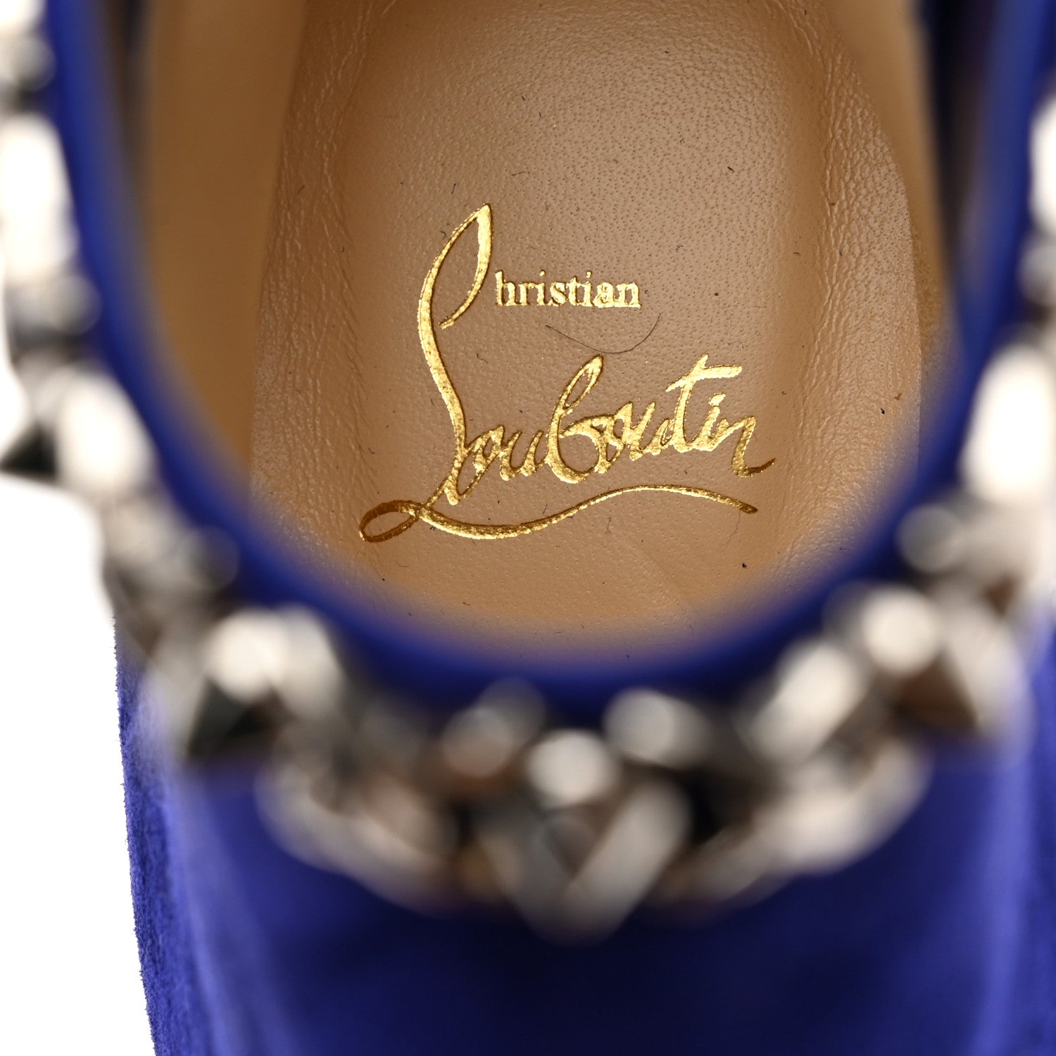 Christian Louboutin Velvet Chain 100 Booty 39.5 By Night Silver 6 of 7