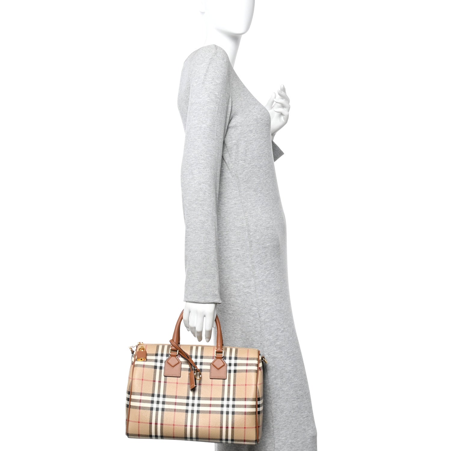 Burberry Horseferry Check Medium Bowling Bag Tan 2 of 9
