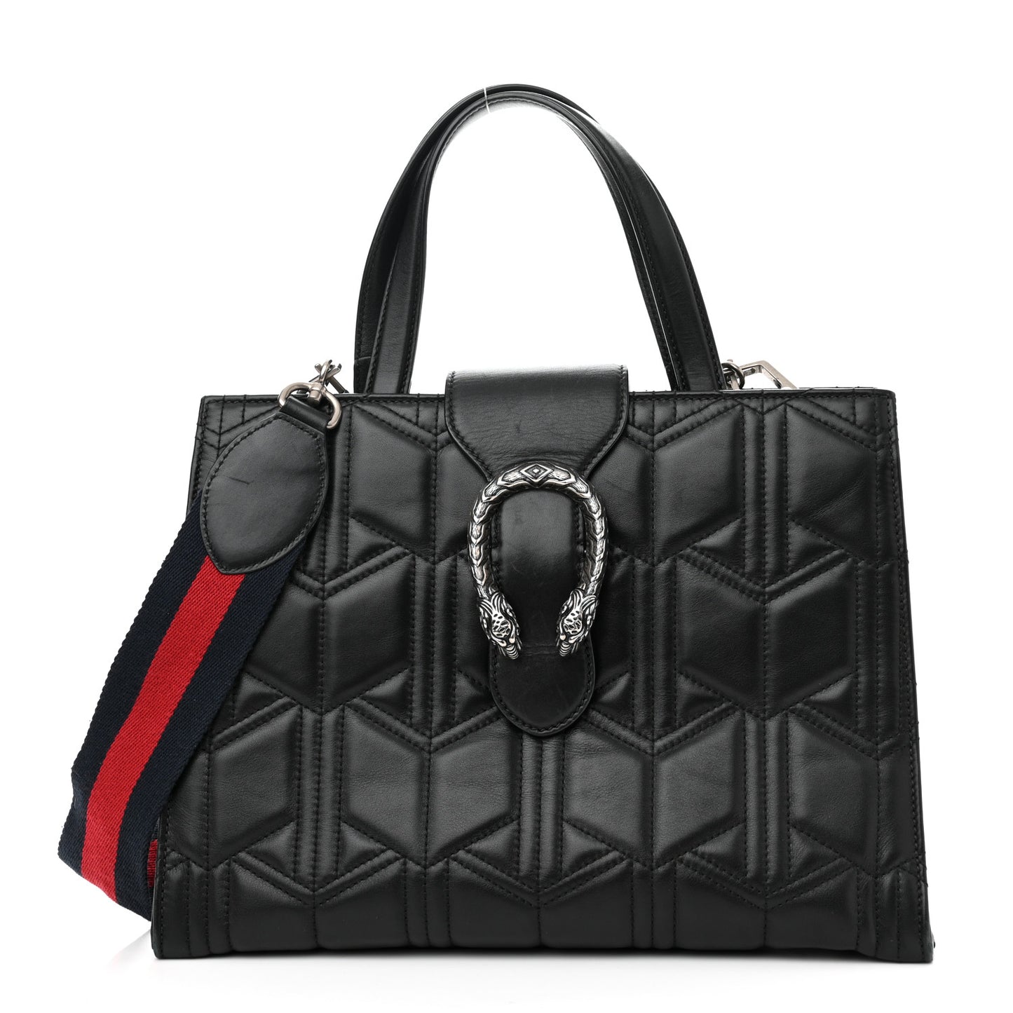 Calfskin Web Quilted Large Dionysus Tote Bag Black