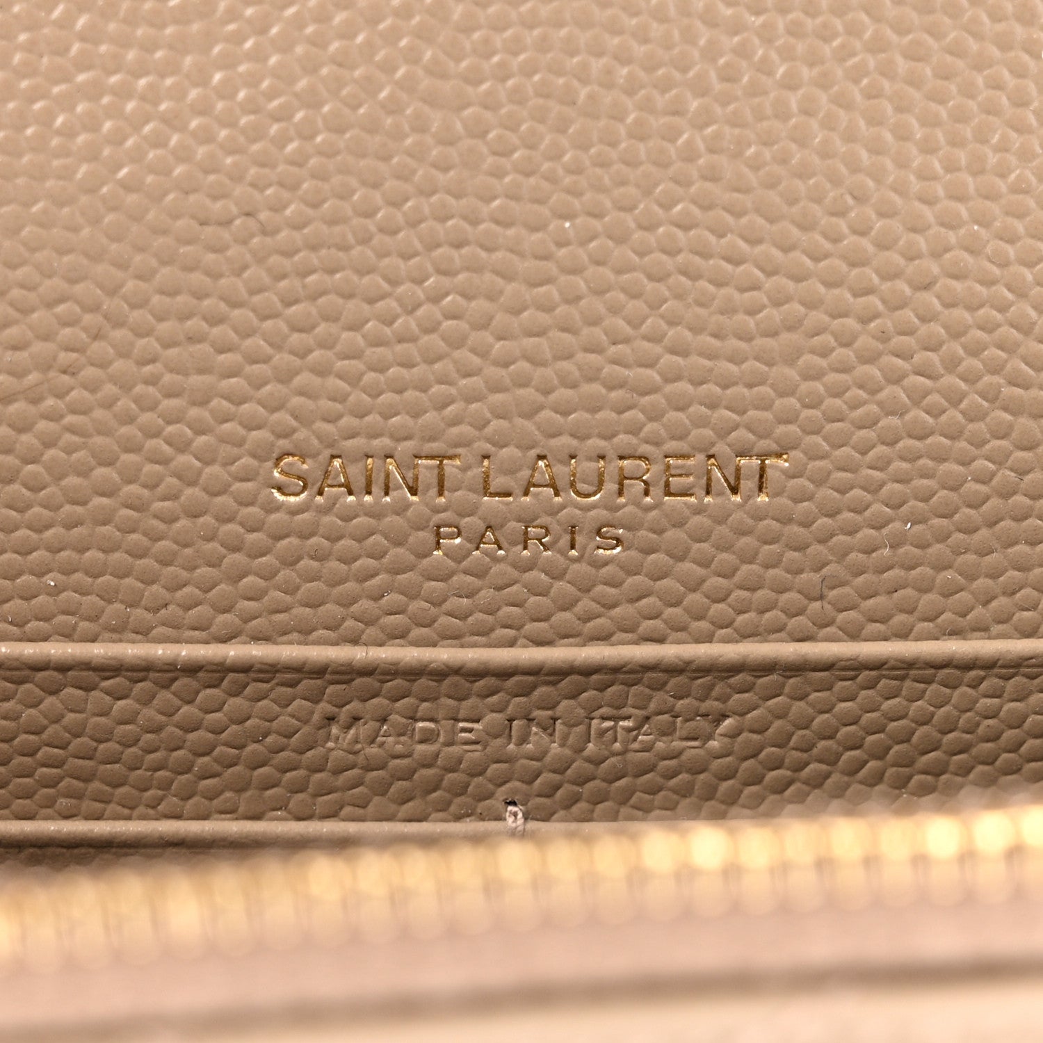 Saint Laurent Grain De Poudre Matelasse Chevron Monogram Envelope Chain Wallet Dark Beige 6 of 17