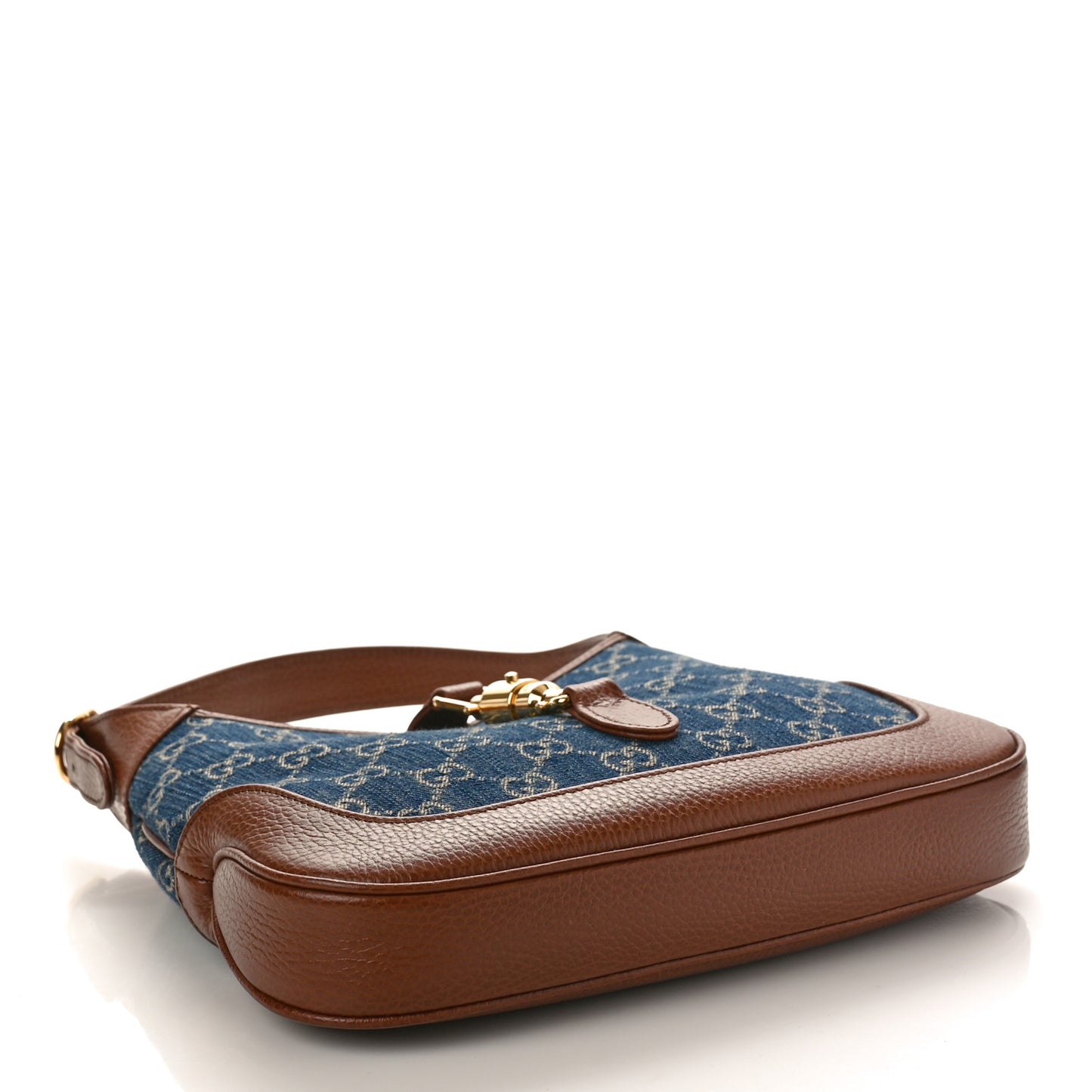 New Denim GG Monogram Calfskin Small Jackie 1961 Hobo Blue Tea Cuir