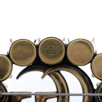 Gucci Metal Crystal Double G Brooch Aged Gold 3 of 4