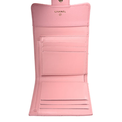 Chanel Caviar Quilted Compact Flap Wallet Pink 5 of 10
