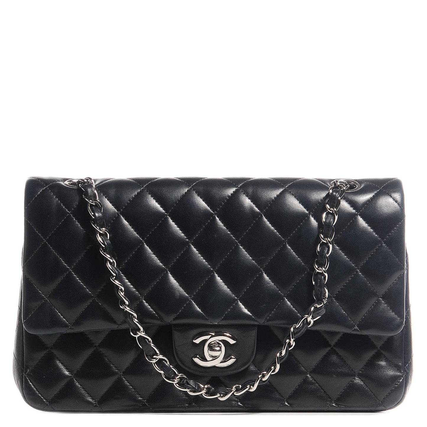 Lambskin Medium Double Flap Black