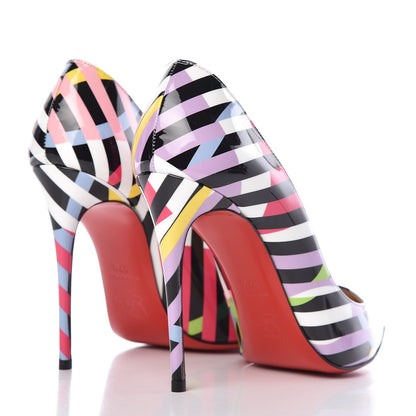 Christian Louboutin Patent Cinestripes Pigalle Follies 100 Pumps 37.5 Multi 4 of 7