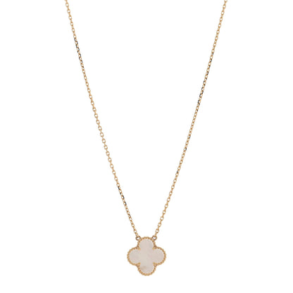 Van Cleef & Arpels 18K Yellow Gold Mother of Pearl Vintage Alhambra Pendant Necklace 1 of 5