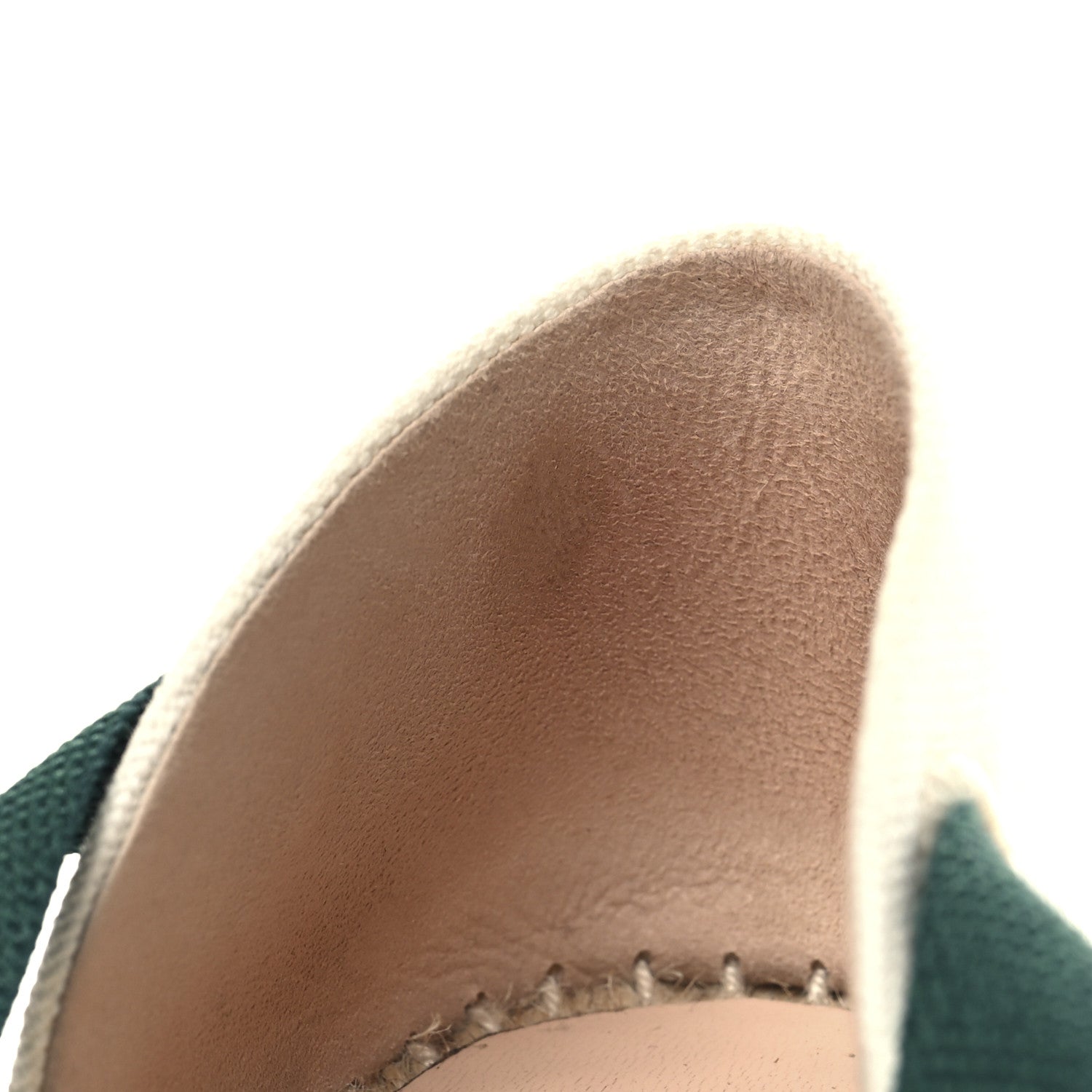 Gucci Canvas Malaga Kid Web Ankle Wrap Espadrille Wedge Sandals 37.5 Green Red Mystic White Emerald 10 of 10