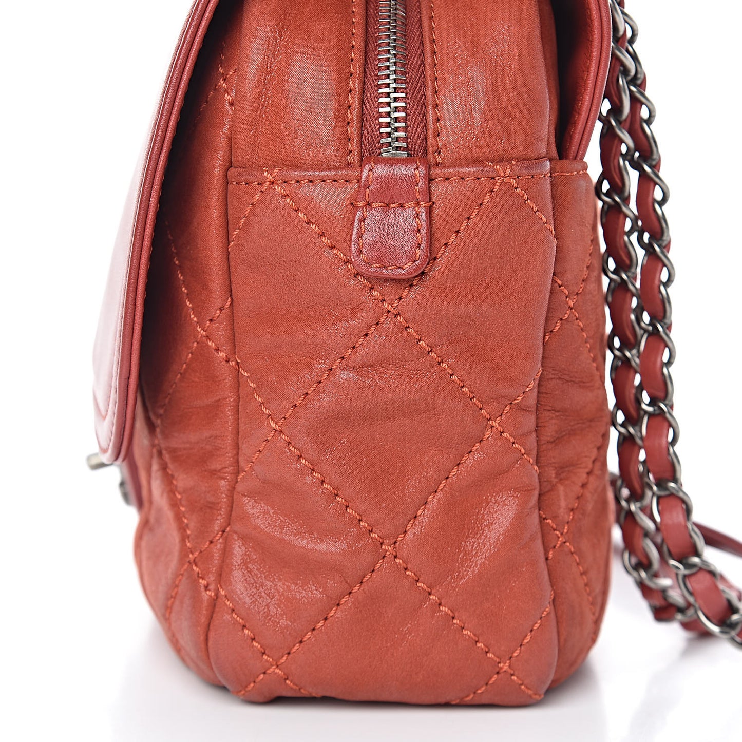Iridescent Calfskin Medium In the Mix Flap Red
