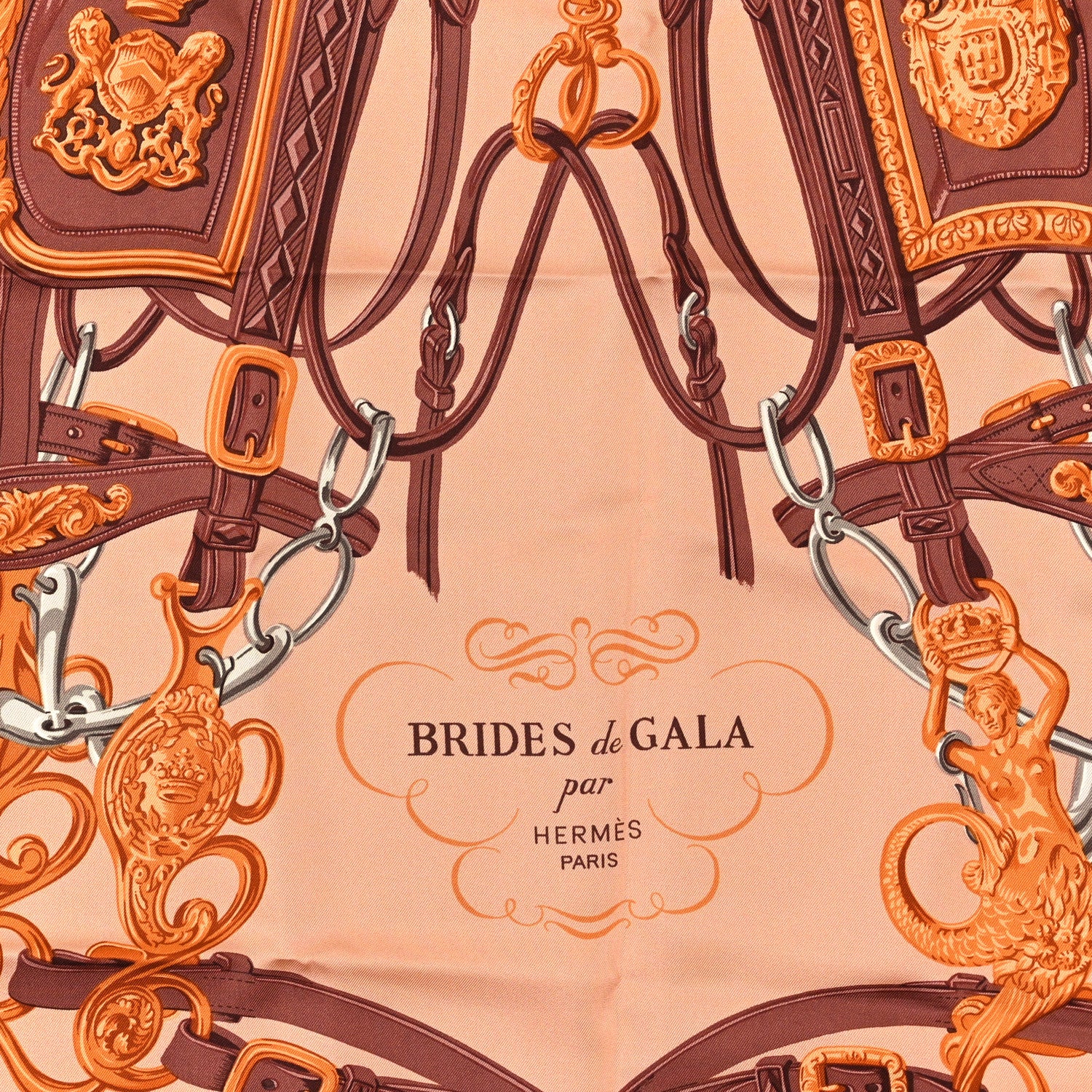 Hermes Silk Brides De Gala Scarf 90 Orange Brown 2 of 3