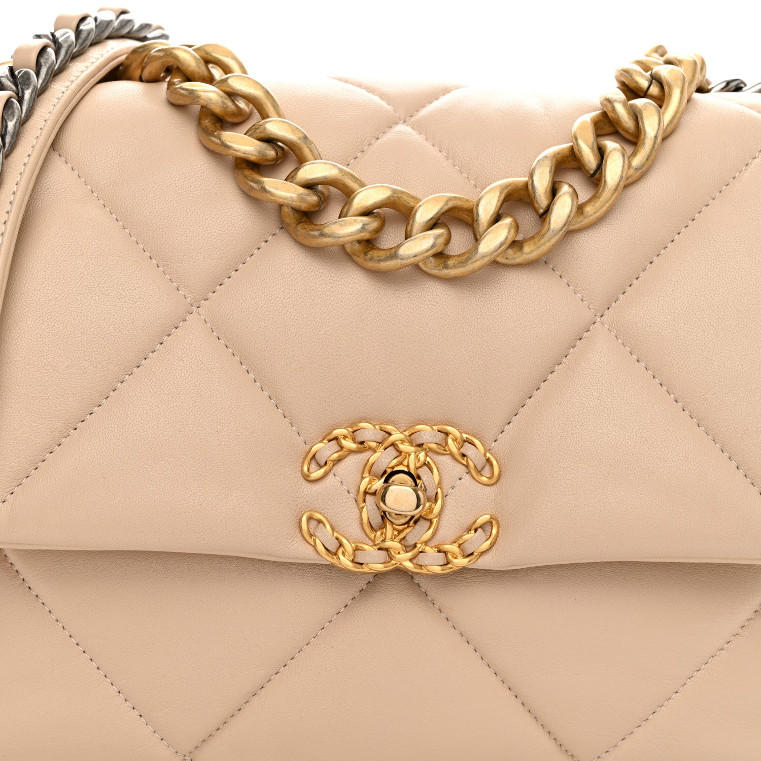 Chanel Lambskin Quilted Large Chanel 19 Flap Beige 8 of 11