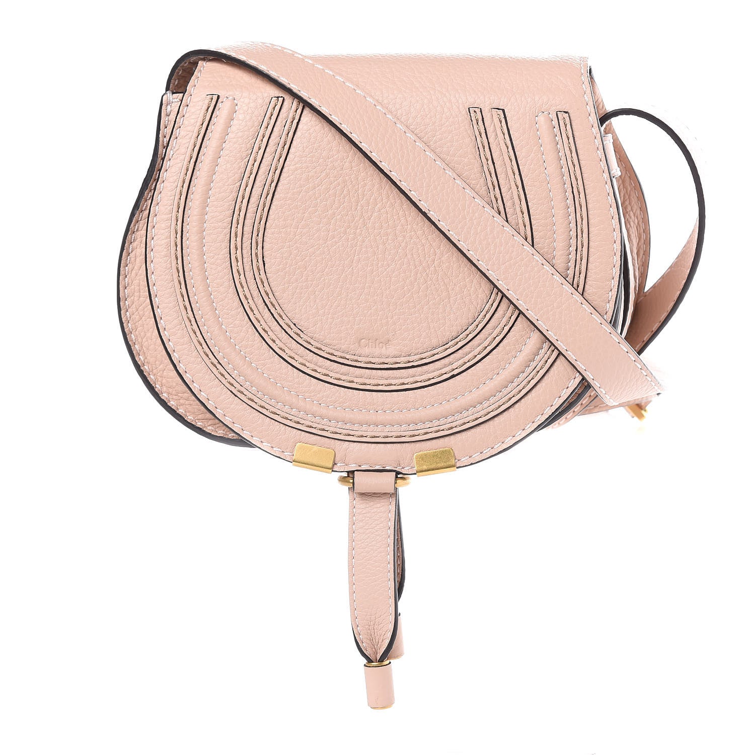 Chloe Calfskin Mini Marcie Round Crossbody Bag Blush Nude 1 of 12