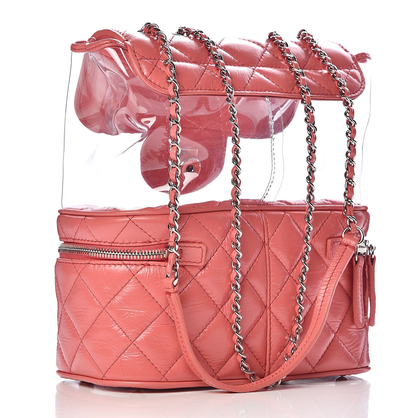 Crumpled Calfskin PVC Quilted Backpack Pink