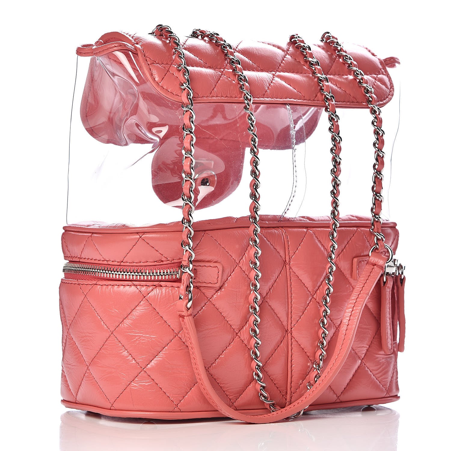 Chanel Crumpled Calfskin PVC Quilted Backpack Pink 3 of 12