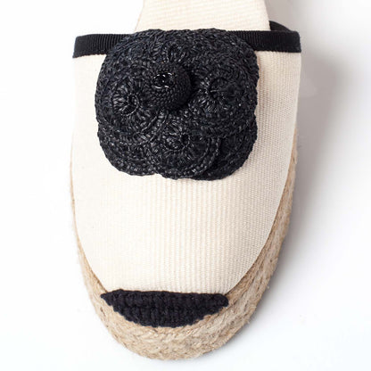 Chanel Canvas Espadrille Flower Wedges 37 8 of 9