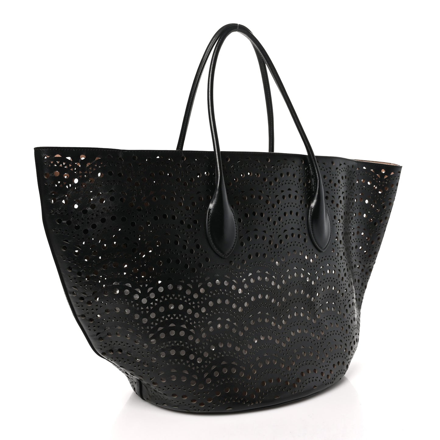 Calfskin Laser Cut Tote Black