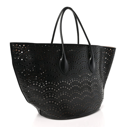Alaia Calfskin Laser Cut Tote Black 4 of 11