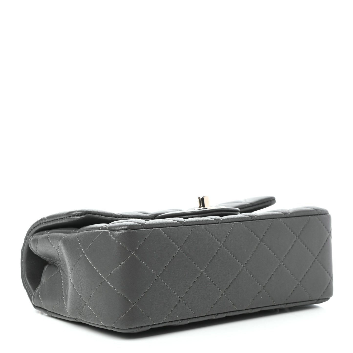 Lambskin Quilted Mini Rectangular Flap Grey